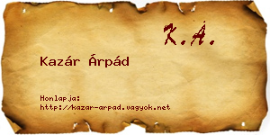 Kazár Árpád névjegykártya